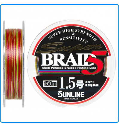 DYNEEMA SUPER BRAID SUNLINE PE1.2 D0.185mm 150mt kg7.1 MULTICOLOR SPINNING MARE